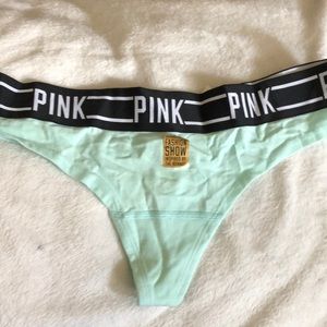 NWT PINK fashion show thong size L slight imperfections near sticker see pics
